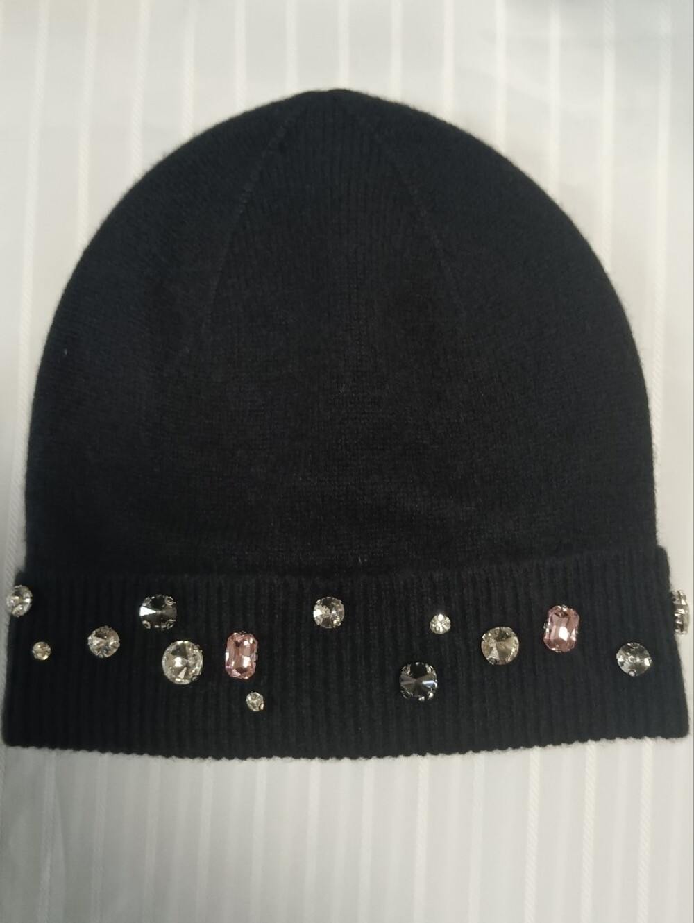 Charter Club Black Cashmere Embellished Hat